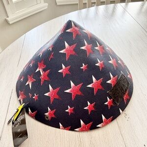 New PETER GRIMM Unisex Blue Red Stars Patriotic THE PYRAMID Hat Paper Chin Strap